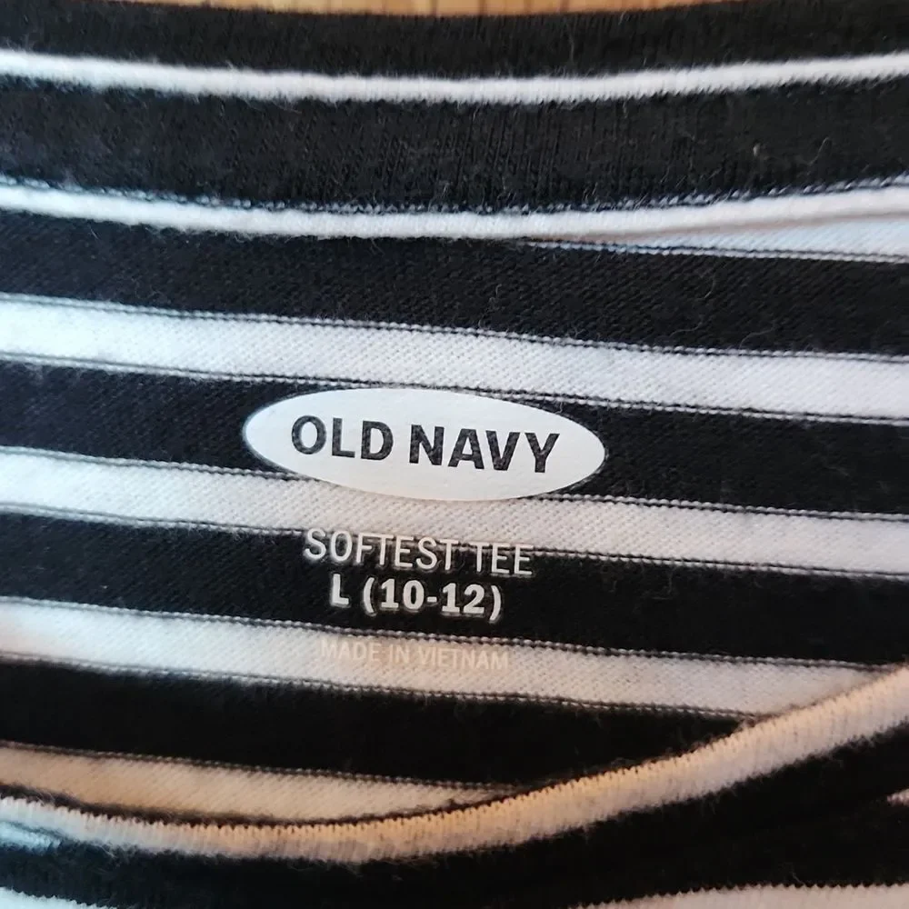 Avia Athletic Stretch Skort & Old Navy Stripes Tee Outfit, Large, Black & White